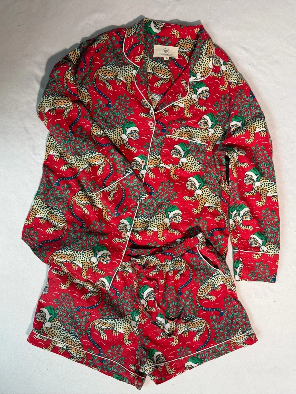 Printfresh Christmas Leopard Pajama Set Red Size M